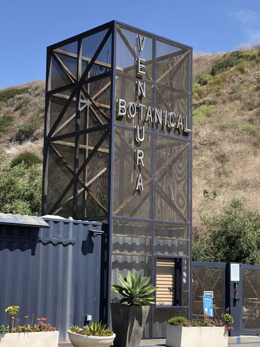 Ventura Botanical Gardens sign structure freshly painted